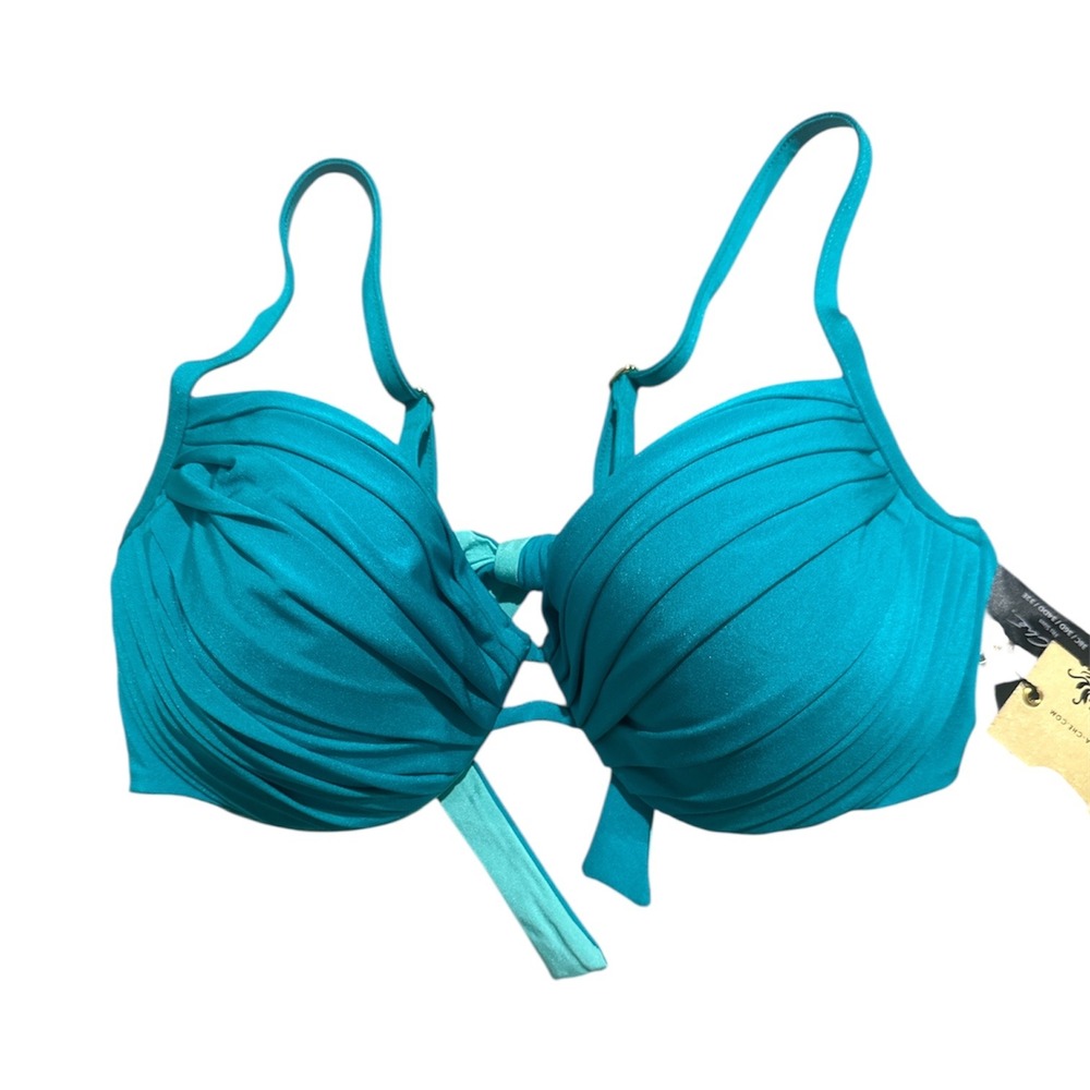 Teal Ruched Underwire Bikini Top - Women Swim
